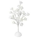 Ideen mit Herz LED-Baum mit Rosen, weiß, 40cm hoch, 20 LED-Lämpchen in Warmweiß, Timer