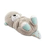 Schlummer Otter Kuscheltier mit Herzschlag, Musik und Licht - Schlafotter, Schlummerotter Spieluhr aus Plüsch Einschlafhilfe Plüschtier, Neugeborenen Geschenk für Babys Kuscheltier (Grau)