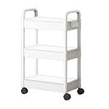 Rollwagen Mit Rädern, 3 Etagen Utility Cart, Aufbewahrungswagen Küche, Bücherregal Badregal Mobiler Aufbewahrungsregal Organizer, Geeignet Für Küche, Badezimmer, Wohnzimmer, Arbeitsplatz