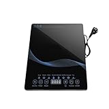 WITFAMILY Induktionskochplatte Einzel, 2000W Induktionskochfeld 1 Platte mit Doppelter Ring, 5 Leistungs- und Temperaturstufen, Sicherheitssperre, Pausenfunktion, Zeitschaltuhr, Überhitzungsschutz