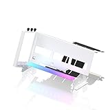 EZDIY-FAB PCIe 4.0 GPU Halterung Grafikkartenhalterung Multi-Winkel Einstellung mit 5V 3 Pin ARGB LED Modul,Videokarten VGA Support Kit mit PCIe 4.0 X16 Gen4 17cm/6.69in Riser Kabel-Weiß