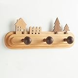 IRUGS Wandgarderobe Aus Holz, Kleiderbügel-Organizer, Robuste Hakenleiste, Wandhaken-Dekor Für Kleidung Jacke Hut Schlafzimmer(30/11.8in)