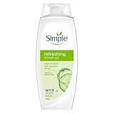 Simple Sanft zu Haut Erfrischendes Duschgel mit Gurkenextrakten und Pro-Vitamin B5 für empfindliche Haut, 6 x 450 ml