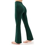 Yogahose für Damen, Slim, ausgestellt, hohe Taille, fließende Hose, elastischer Bund, schick, lässig, für Yoga, Fitness, fließender Tanz, Sommer, bequem, weich, modisch, enge Hose, grün, Small