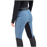 Reitleggings Damen Mädchen Reithose Mit Handytasche Elastische Jodhpurhose Turnierreithose Kniebesatzreithose Reit-Tights Für Reitschule Reitsport Radfahren Reiterhosen Vollbesatzreithose S-Xxl