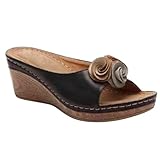 Keilsandalen Damen Sommer Leder Orthopädische Schuhe Sandalen Slippers Arch Support Pantoffelen Schnell Trocknend Strandsandalen Open Toe Damenschuhe Atmungsaktiv Schlappen Coole