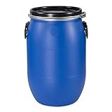 60 L Weithalsfass, Deckelfass mit Spannring, dicht verschließbar blau, grün, schwarz (blau)