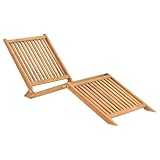 Gecheer Sonnenliege Massivholz Teak, Sonnenliege Gartenliege Liegestuhl Liege Campingliege für Garten Urlaub Strand Pool316152