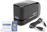 Rapesco 1454 626EL Automatisches USB/Batterie Heftgerät mit 1000 26/6mm Heftklammern, 15 Blatt Heftleistung, Schwarz