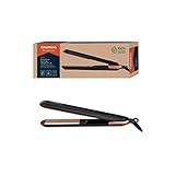 GRUNDIG Naturashine HS 7030 Haarglätter, Glätteisen, Hairstyler, 6 Stufen, von 130 °C bis 230 °C, Ionic-Funktion, bewegliche Vollkeramikplatten, Haarschutzmodus, Schwarz / Roségold