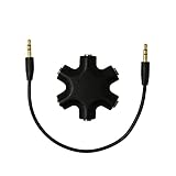 Ziyan 5 Fach 3.5mm Klinken Verteiler Audio Splitter für Kopfhörer Headphone Smartphones, Laptops und PC in Schwarz