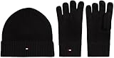 Tommy Hilfiger Herren Geschenk-Set Flag Schal und Mütze, Schwarz (Black), Einheitsgröße