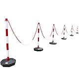 12 Stück Absperrpfosten + 18 Meter PVC Kette Weiß/Rot Pfosten Begrenzungpfosten Weiß/Rot (12)