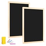 Kreidetafel mit Holzrahmen Sets 20 x 30 2 Stück Schiefertafel zum Beschriften mit 3 Kreiden und 1 Schwammradierer, Kreidetafel Klein für Buffet Hochzeit Party Schule