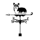 YXKJHH Wetterfahne Corgi, Wetterfahne aus Gusseisen mit Rostschutzbeschichtung, europäisches Gartenmetallhandwerk, Windrichtungsanzeiger, Bauernhofpavillon, Hof, Gartendekoration (Farbe: