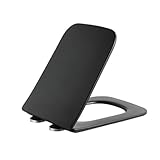 Wttfc Rechteckiger Toilettensitz, Absenkautomatik, 350 x 450 mm, quadratischer Schnellverschluss-Toilettendeckel, UF-Material, für quadratische Toilettendeckel, schwarz