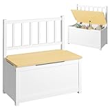 Bellabino Sora Kindersitzbank – Sitzbank Kinder mit Stauraum – Truhenbank aus Massivholz in Weiß – Sitztruhe für Kinderzimmer – Spielzeugbank ab 2 Jahren