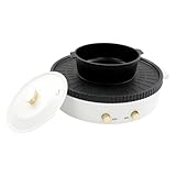 Weiß Aluminiumlegierung Hot Pot mit Grill, Elektrischer Hot Pot mit Doppelter Temperaturregelung, Multifunktionaler Elektrischer Grill-Hot Pot, für Häusern, Restaurants, Hotels, Einkaufszentren 42*12c