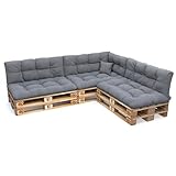 POKAR Palettenkissen Palletenauflagen Palettenpolster Palettensofa Palettenmöbel 8er Set: Sitzkissen 120x80 + Rückenlehne 120x40, Grau