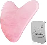 Gua Sha steine gesichts Jade Stein Herzform Guasha Board Kratz-Massage Tool für Gesicht, Augen, Hals zur Hautpflege (Rosa)