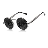 KINGSEVEN Hohe Qualität Gothic Steampunk Sonnenbrille Polarisierte Männer Frauen Marke Designer Vintage Runde Metallrahmen Sonnenbrille (Pistole Grau)