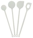 Kigima Kochlöffel Set 4 Stück in Weiß– Hochwertige Küchenutensilien aus hitzebeständigem Kunststoff – ideales Küchenhelfer Set für Ihre Küche – vielseitiges Kochbesteck Set