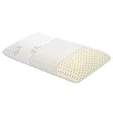 Royalisneeo 100% Talalay Naturlatex Kissen, mittleres Stützbett Kissen hilft Druck zu entlasten, perfektes Paket Abnehmbarer Baumwollabdeckung für Rücken, Magen und Seitenschläfer（72×40×13cm）