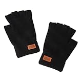 Touchscreen Fingerlose Handschuhe für Damen & Herren - Schwarze thermische Kaschmir-ähnliche Arbeitshandschuhe | Kompatibel für Winter Fahren, Tippen & kaltes Wetter