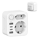 ZENIJUST Reiseadapter für Indien Adapter Indien Steckdose, Reiseadapter Indien, Adapter Indien Steckdose,Reiseadapter TYP D, Adapter für Sri Lanka, Indien, Nepal, Reisestecker Indien (SP-363IN-3AC)