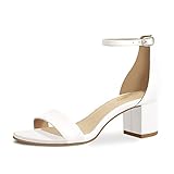 PIZZ ANNU Sandalen Damen mit Absatz Bequem Sandaletten Sommer Elegant Sommerschuhe Klassische Blockabsatz Schuhe Weiß EU 39