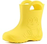 Ladeheid Eva federleichte Kinder Gummistiefel für Jungen und Mädchen Regenschuhe bequeme und wasserdichte Regenstiefel Kinder LA-CA-01 (Gelb, 22/23 EU)