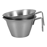 Uonlytech Edelstahl Espresso Messbecher mit Skala und Henkel Kompakter Milchbecher für Zuhause Büro und Reisen Ausgießer für Präzises Abmessen