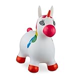Relaxdays Hüpftier Einhorn, inklusive Luftpumpe, Hüpfpferd bis 50 kg, BPA-frei, für Kinder, Hüpfspielzeug, weiß, 1 Stück