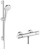 hansgrohe Croma Select S Thermostatset 0,65m, 3 Strahlarten, Weiß/Chrom