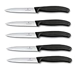 Victorinox 5-tlg Gemüsemesser Set Swiss Classic Schwarz – 10 cm mit Wellenschliff – Tomatenmesser