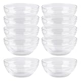 JIHUOO 10 Stück 6 cm Mini-Glas-Dip-Schüsseln, kleine Dessertschalen, kleine Glas-Saucentöpfe, kleine Glas-Vorspeisen-Becher, stapelbare Eiscreme-Servierschalen