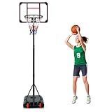 LIFEZEAL Mobiler Basketballständer mit Ständer, Basketballkorb 155-210 cm Höhenverstellbar, Basketballanlage für Kinder & Erwachsene, Korbanlage mit Basis für Indoor & Outdoor