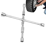 Radmutterschlüssel, Radmutternschlüssel | 4-Wege-Radmutternentferner aus Kohlenstoffstahl | Starker und tragbarer Reifenmutterzieher, klappbarer Schraubenschlüssel