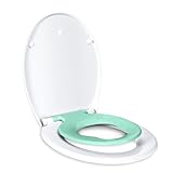 TODOT Familien-WC-Sitz, Toilettensitz mit magnetischem Kindersitz, Absenkautomatik und verstellbarem Scharnier, WC-Sitz aus Polyethylen für Erwachsene und Kinder (grün)
