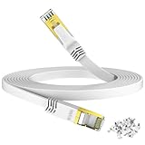 HiiPeak lan kabel 5meter cat 8 netzwerkkabel 1m 2m 3m 5m 10meter 15 meter 20meter 30 meter lan kabel cat 8 ethernet kabel internetkabel Flach mit 40 Gigabit/s und 2000 MHz, Weiß