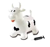 JAMARA 460318 - Hüpftier Kuh mit Pumpe - fördert Gleichgewichtssinn & motorische Fähigkeiten, Tierohren dienen als Halt, belastbar bis 50kg, Pflegeleicht, robust & widerstandsfähig, weiß/schwarz