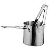 LOORGVEL Edelstahl Frittiertopf Set mit Zange Verstärkter Topf Körper Ölarmes Frittieren Leicht zu Reinigen Vielseitiger Küchenhelfer für Schnelles Zubereiten von Speisen