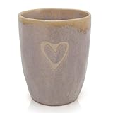 Mea-Living STONEWARE Becher sand Herz, handgemachtes Steingut, 280 ml, wunderschönes handmade Geschirr