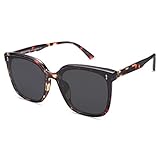 SOJOS Sonnenbrille Herren Damen Verspiegelt, Retro Vintage Groß Eckig Schwarz Coole Klassisch Rechteckig UV400 Schutz Unisex Brille SJ2157, Schildpatt/Grau
