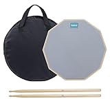 Musfunny Drum Practice Pad Schlagzeug Übungspad, 12 Zoll 2-seitig Leises Übungs Drum Pad Set mit Drumsticks und Aufbewahrungstasche für Schlagzeuger-Übungspad (30 cm Grau)