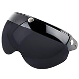 Wopohy Helmvisier Universelles 3 Druckknopf Winddichtes Sonnenschutz Halbgesicht-Retro Motorradhelm Visier für Motorrad-Helm