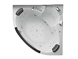 Jet-Line® | Whirlpool Eck Badewanne | Villa Carlotta 1,4 x1.4 m | Hydromassage | Touch-Steuerung 2-Personen Spa | LED | Heizung | Wasserfall | Kopfstützen | Lautsprecher | weiss