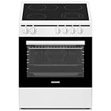 Oranier Elektro-Herd 60 cm freistehend - Elektro-Standherd weiß 60 Liter Backofen - 9 Funktionen - 4 Zonen Glaskeramik-Kochfeld & Bräterzone - STE638