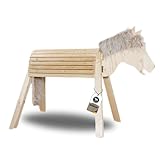 Dein Holzpferd Mia Natur 100cm für draußen Reitpferd Garten Voltigierbock für Kinder, Stehpferd groß, Gartenpferd hangefertigt aus Deutschland, Voltigierpferd Holzpony mit Mähne