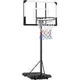 Yaheetech Basketballständer Basketballkorb mit Rollen Basketballanlage für Indoor oder Outdoor Höhenverstellbare Korbanlage Standfuß mit Wasser oder Sand befüllbar Weiß 226,5 cm  256,5cm